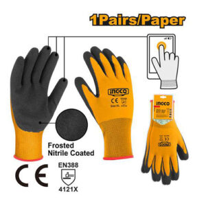 Nitrile frosted coated gloves HGNF03
